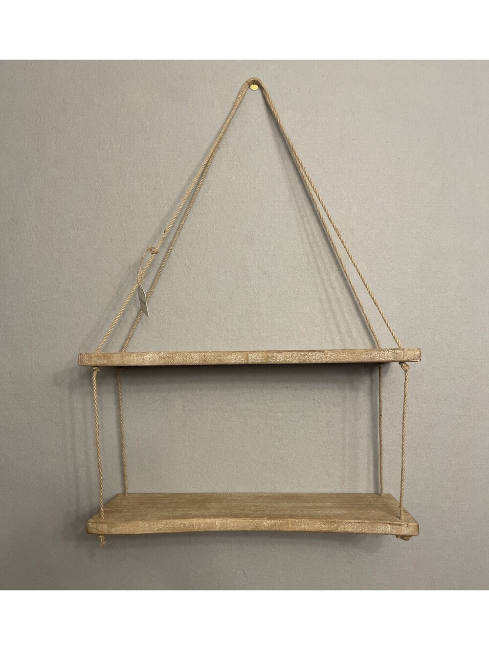 Wooden 2 Tier Wall Hanging Shelf Boho Design